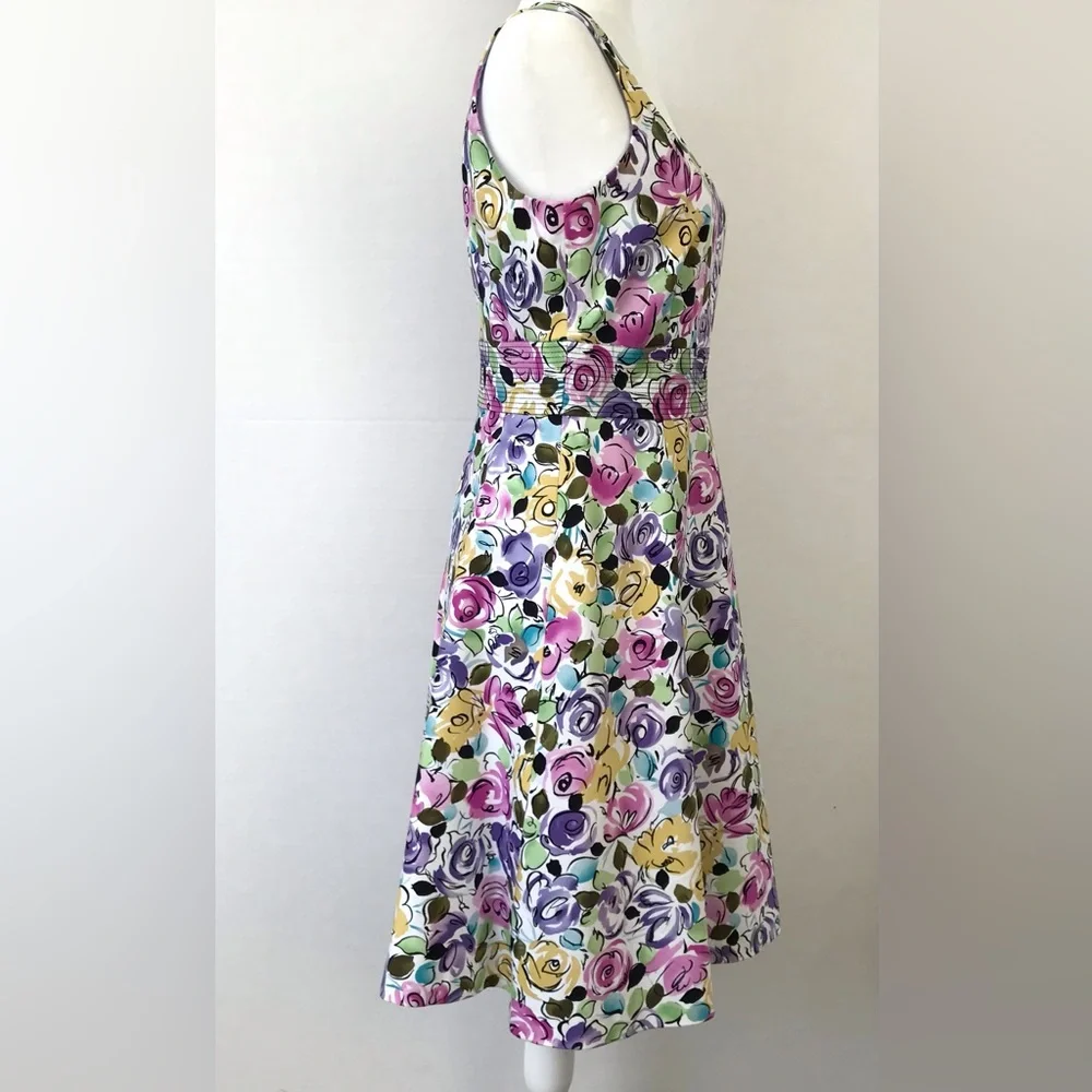 Donna Ricco Multi Color Abstract Floral Flowers Sleeveless Dress - Picture 4 of 10